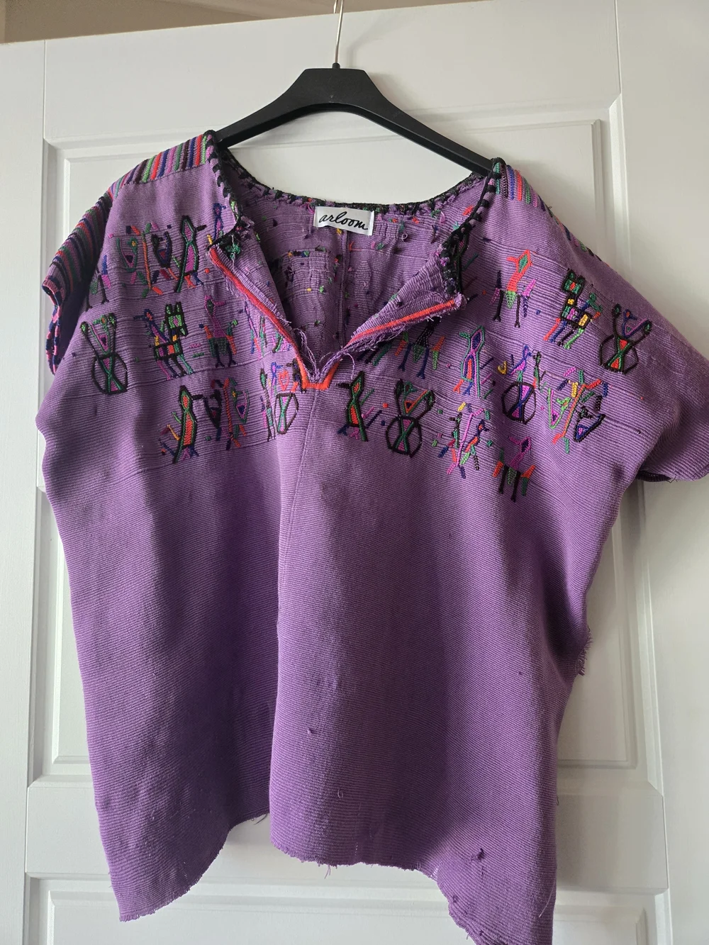 Purple Embroidered Huipil Size M/L - Picture 2 of 3